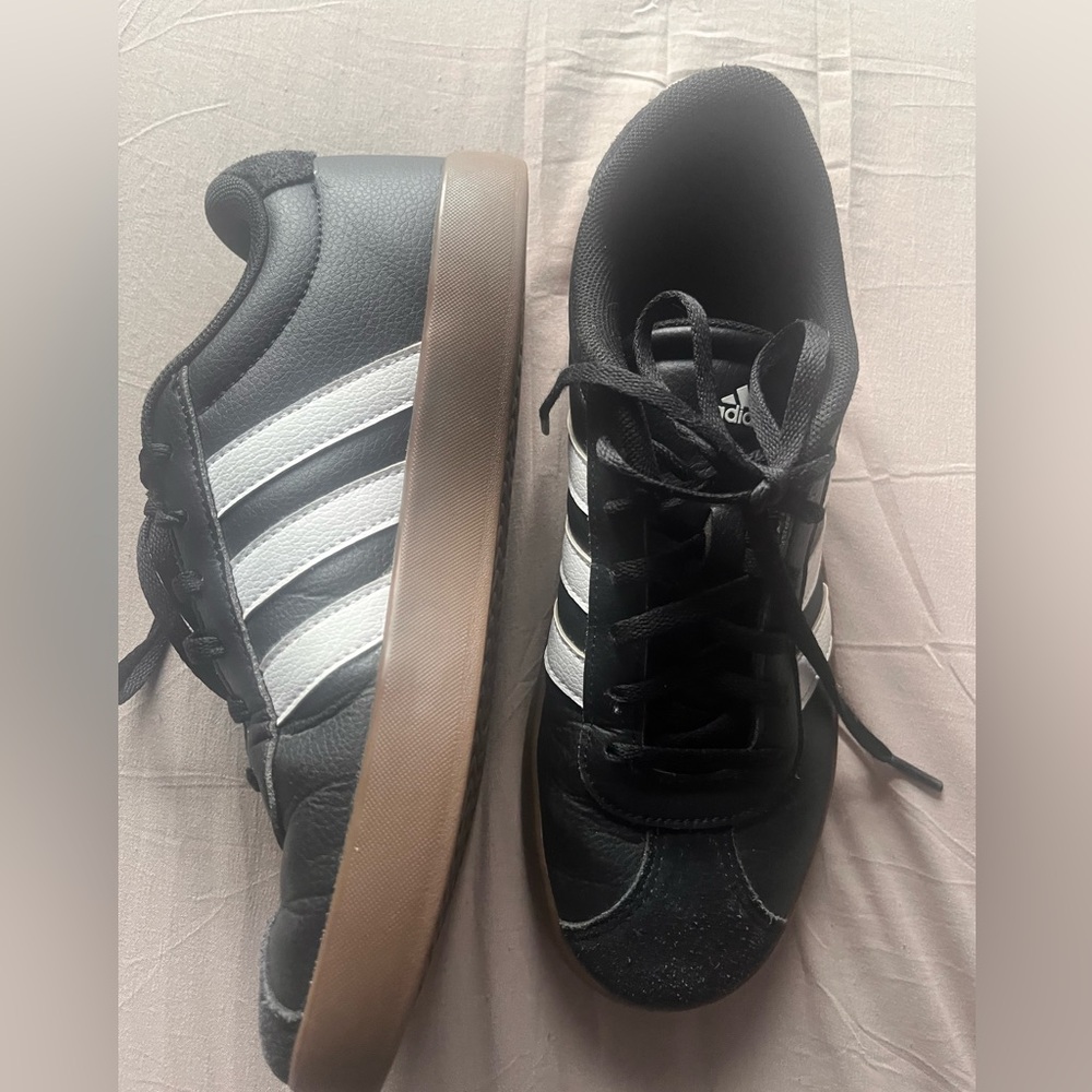 adidas Black & White Low-Top Sneakers with Gum Sole